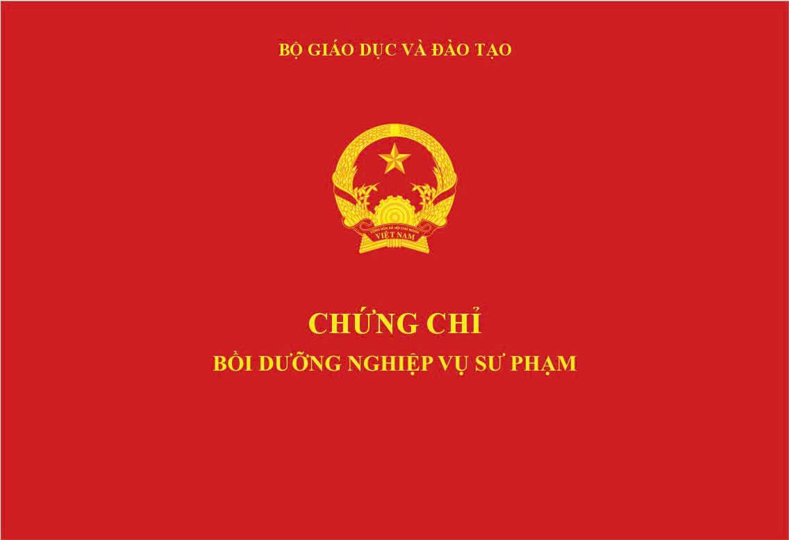Mẫu Phôi chứng chỉ chương trình bồi dưỡng Nghiệp vụ Sư phạm và Chức danh nghề nghiệp của Trường ĐHSP Hà Nội 2 năm 2026
